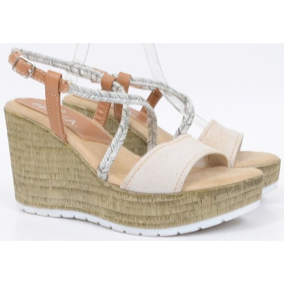 Sbicca Lunetta Metallic Braid Sandal Wedge Platform Heel Women's Size 8 Vacation - Picture 3 of 10